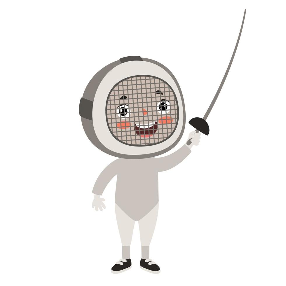 Cartoon Illustration Of A Kid Playing Fencing vector