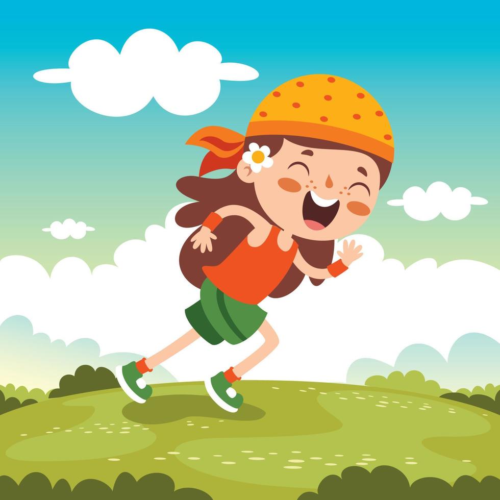 Cartoon Illustration OF A Little Kid Running vector