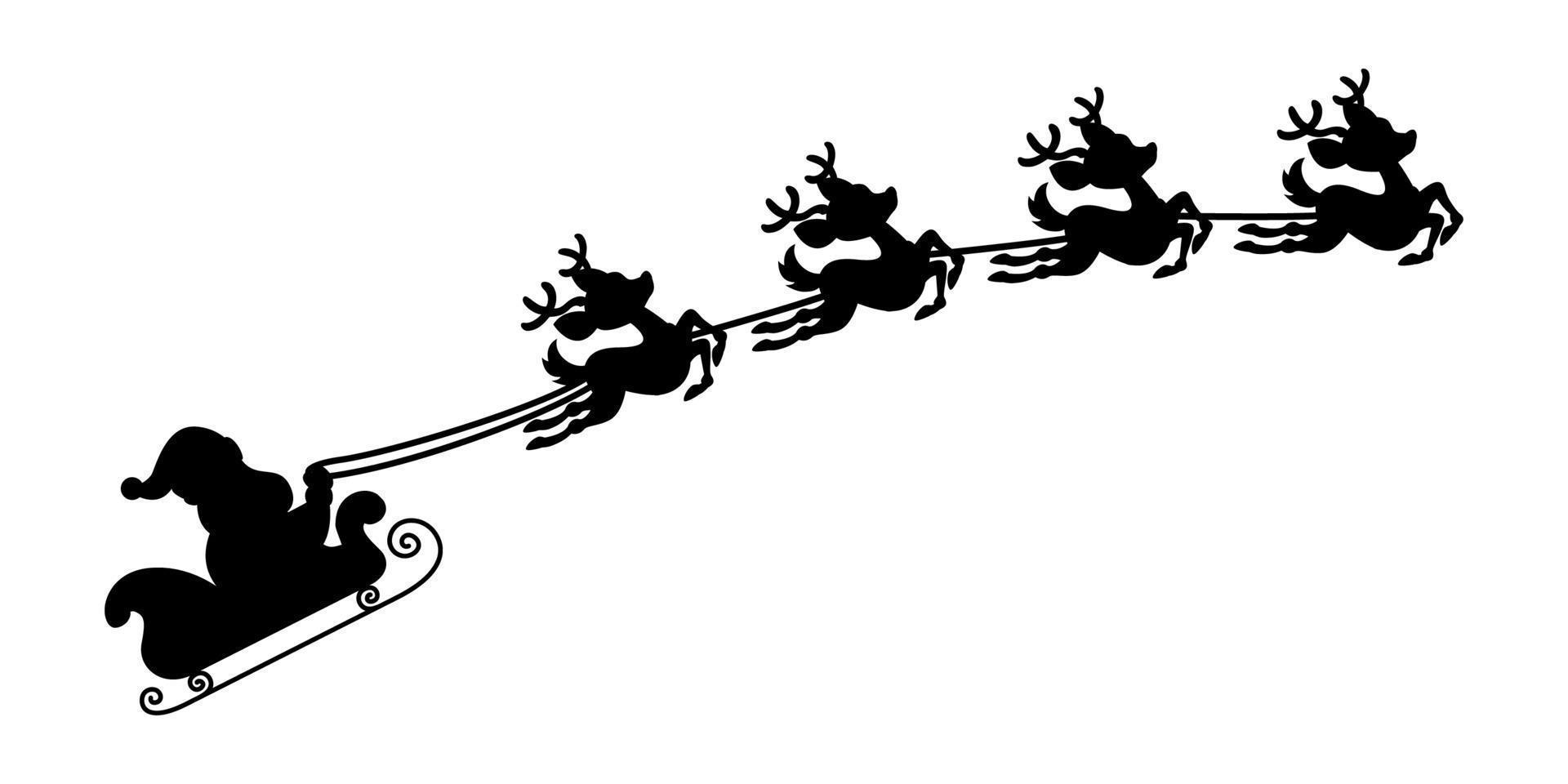 Silhouette Of Santa Claus Sleigh vector