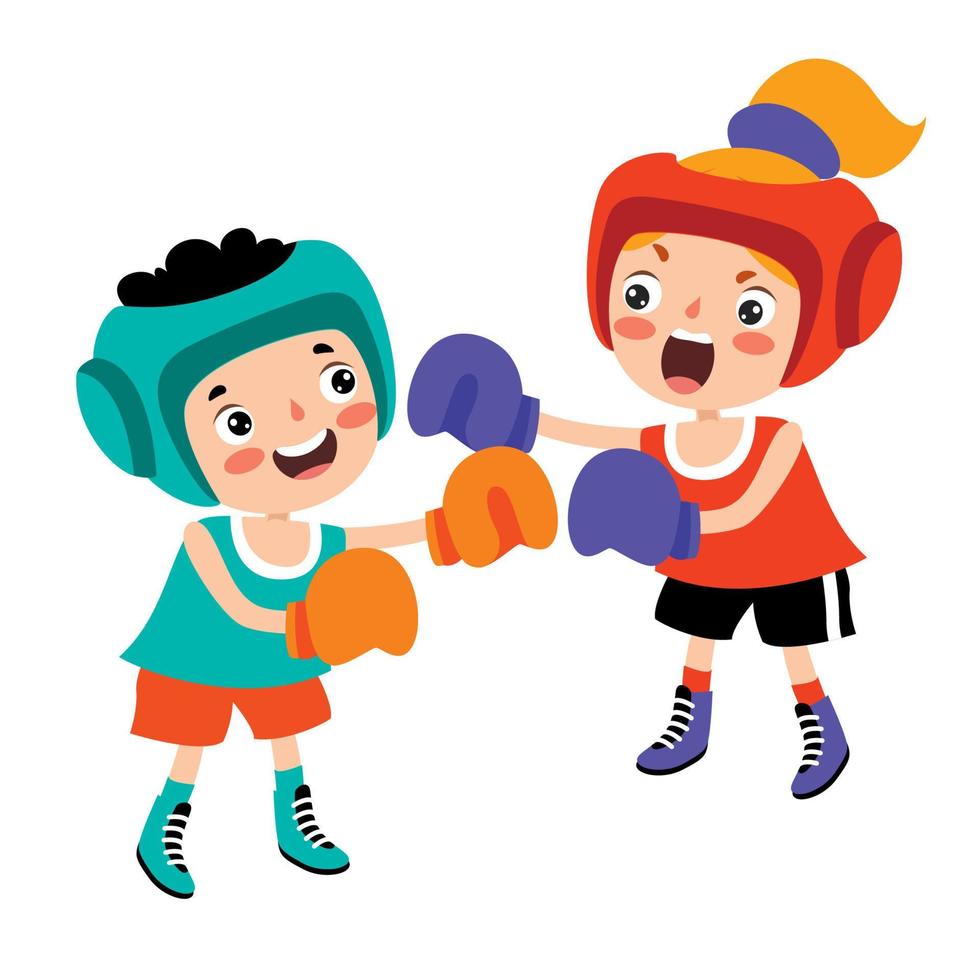 Cartoon Illustration Of A Kid Boxing vector