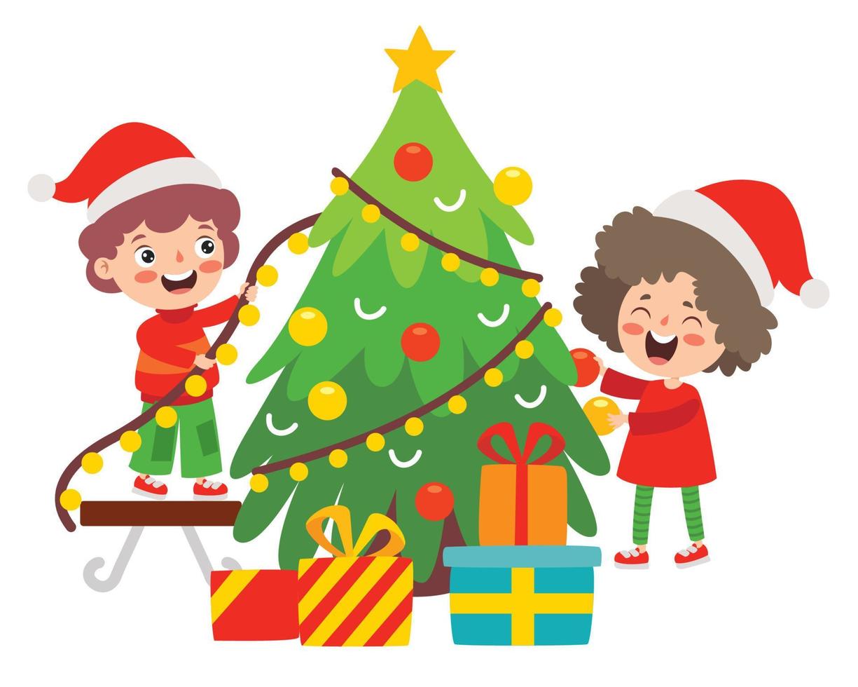 Children Celebrating New Year And Christmas vector