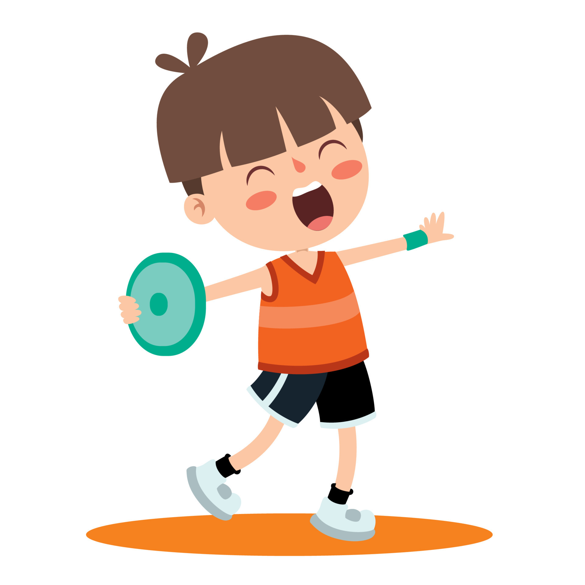 Cartoon Illustration Of A Kid Playing Discus Throw 10721704 Vector Art