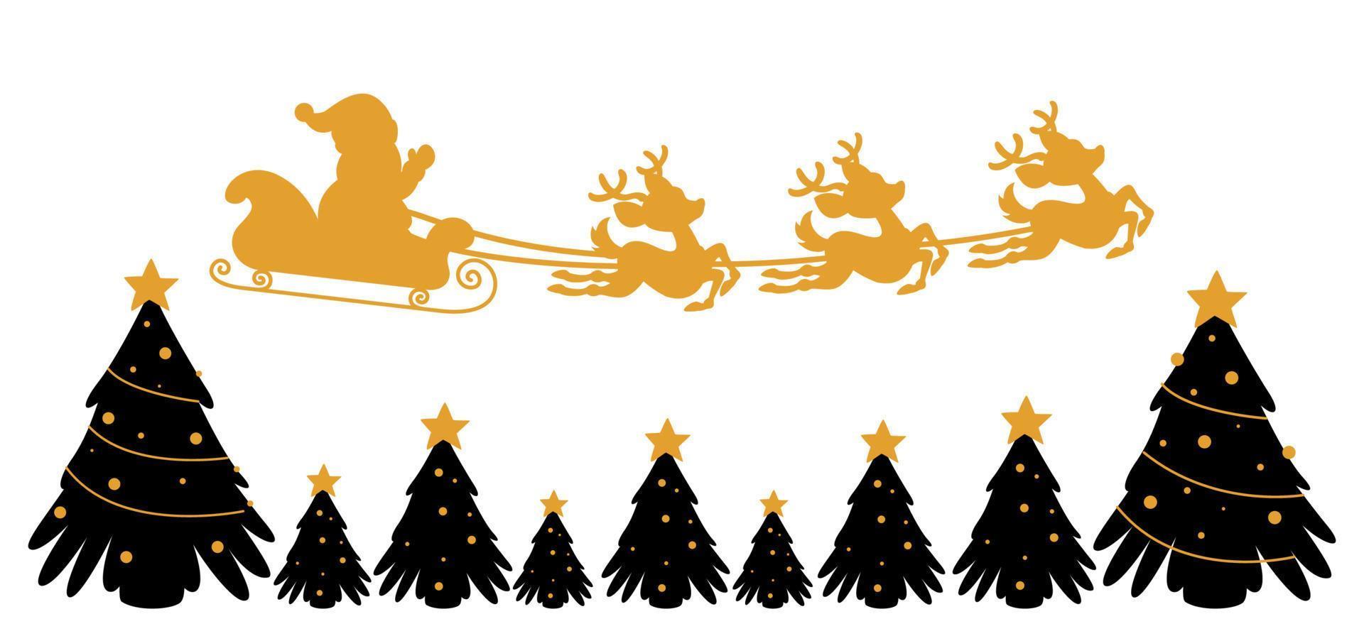 Silhouette Of Santa Claus Sleigh vector