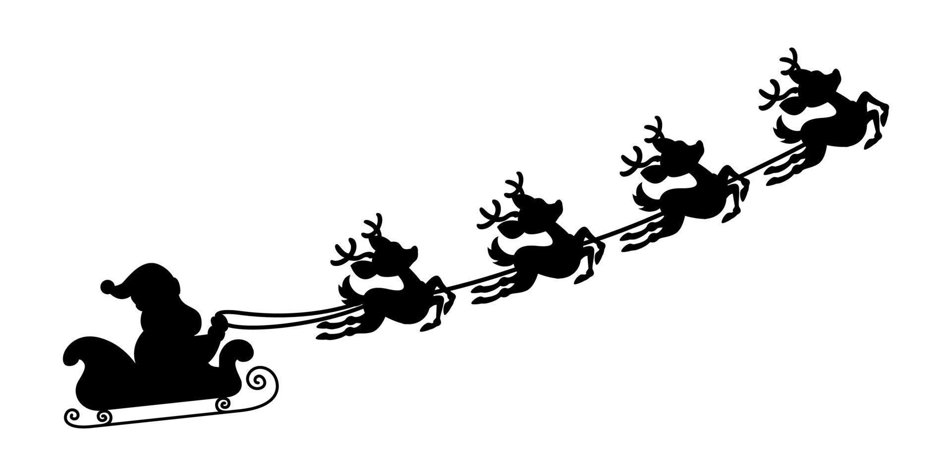 Silhouette Of Santa Claus Sleigh vector