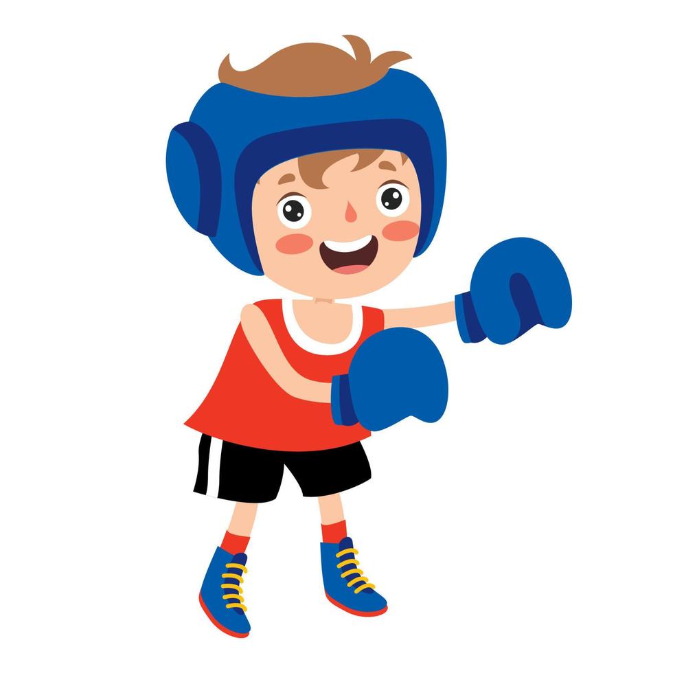 Cartoon Illustration Of A Kid Boxing vector