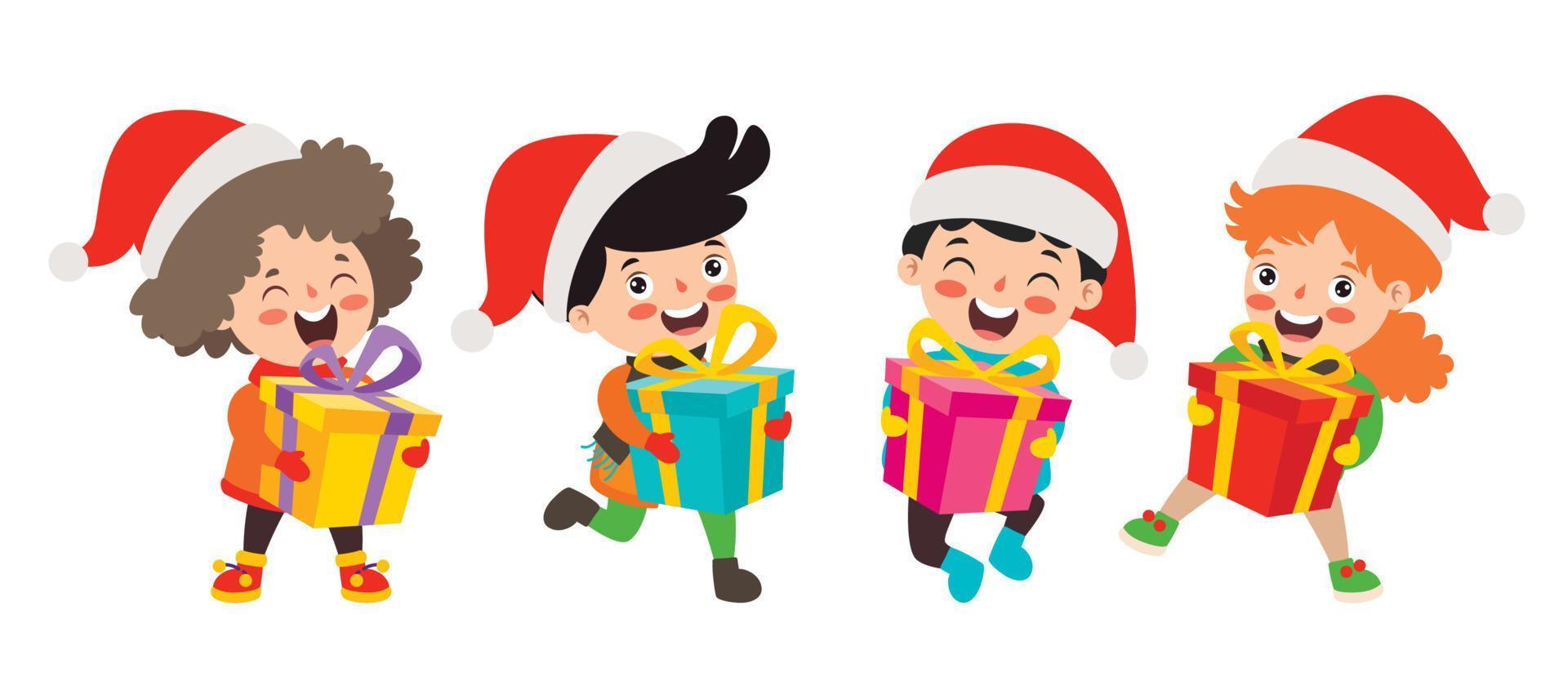 Children Celebrating New Year And Christmas vector