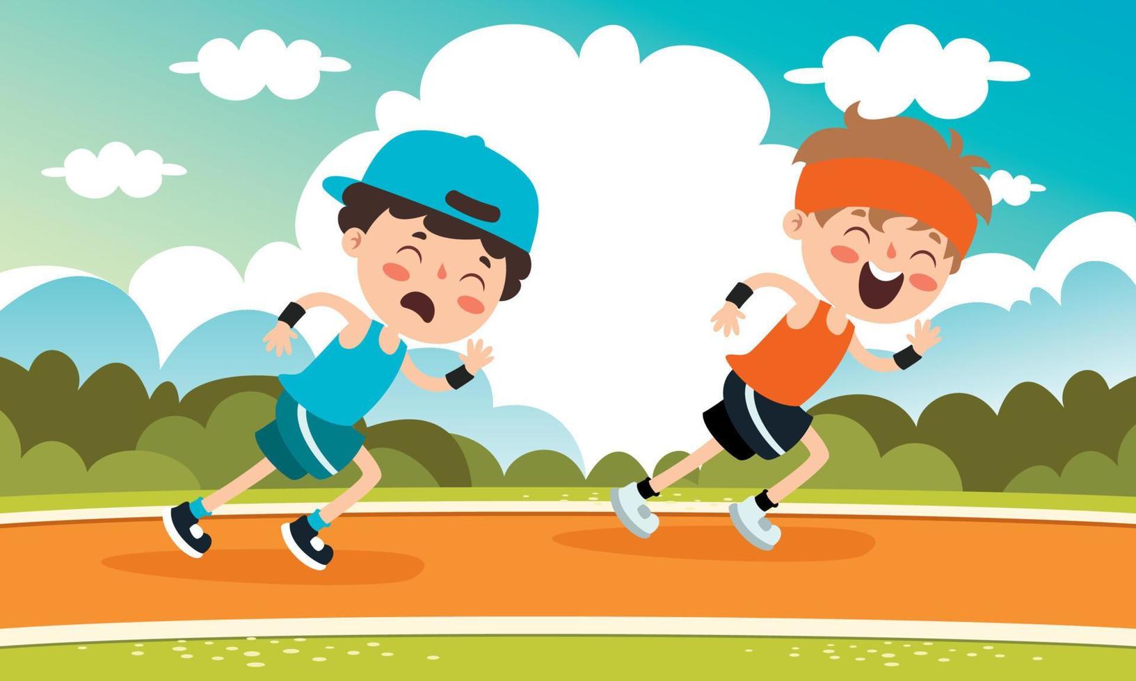 Cartoon Illustration OF A Little Kid Running vector