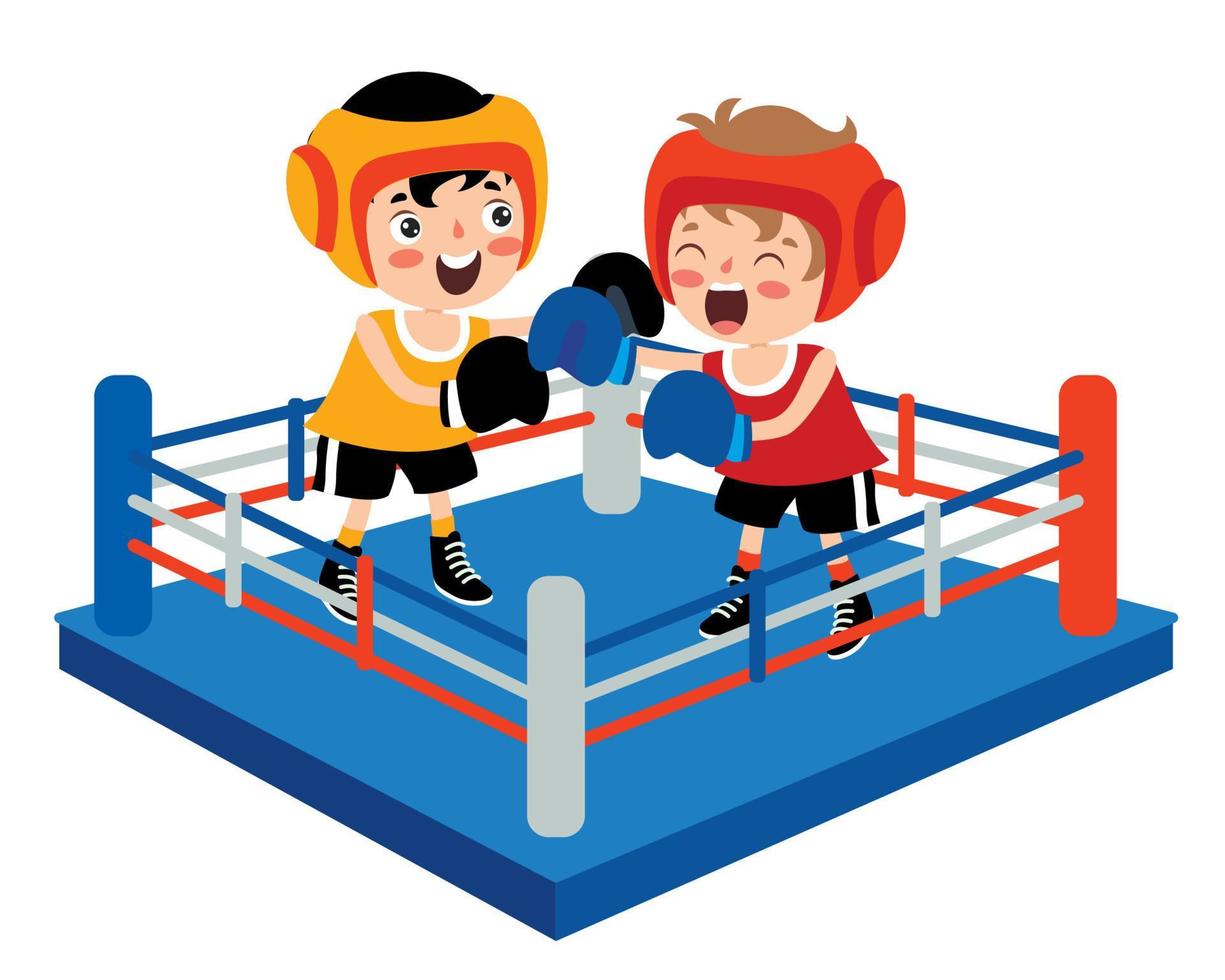 Cartoon Illustration Of A Kid Boxing vector