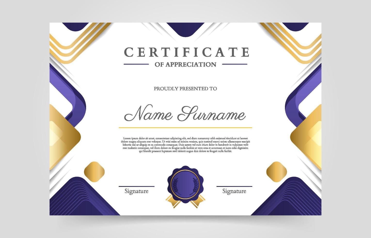 Modern Professional Certificate of Appreciation Template vector