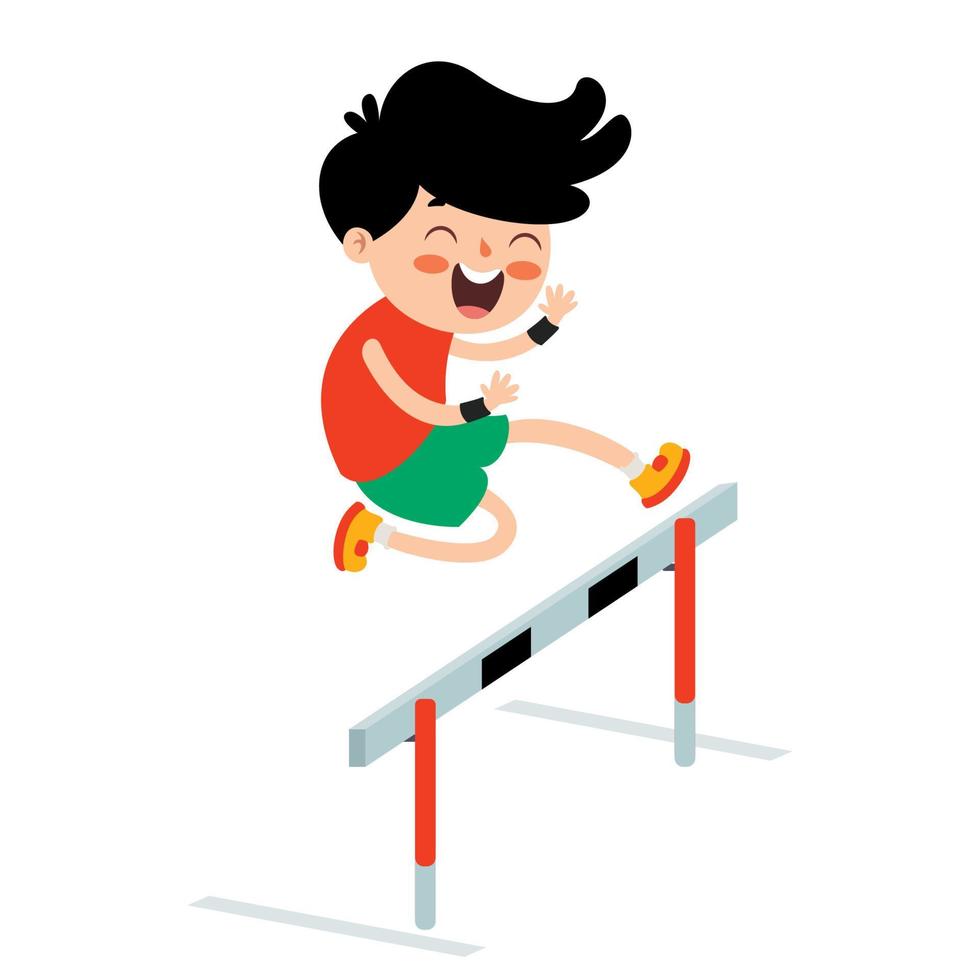 Cartoon Illustration Of A Kid Playing Steeplechase vector