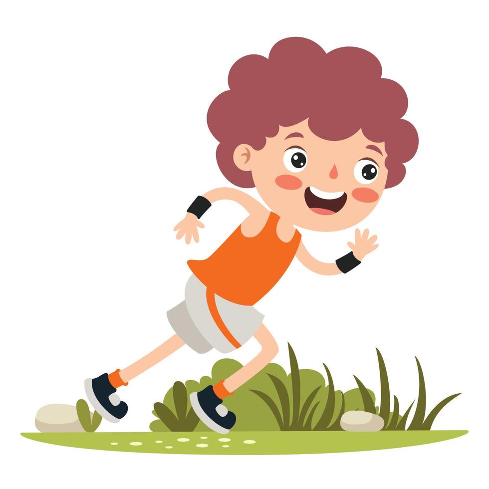 ilustración de dibujos animados de un niño pequeño corriendo vector