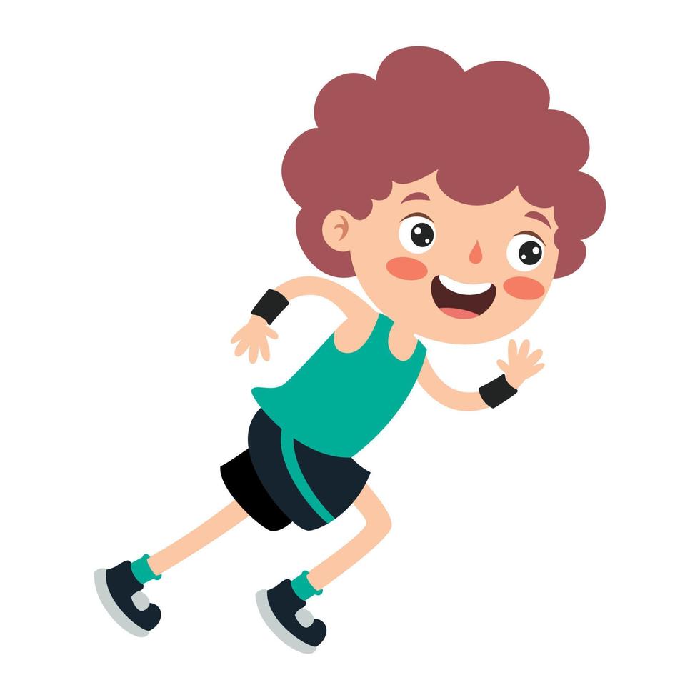 ilustración de dibujos animados de un niño pequeño corriendo vector