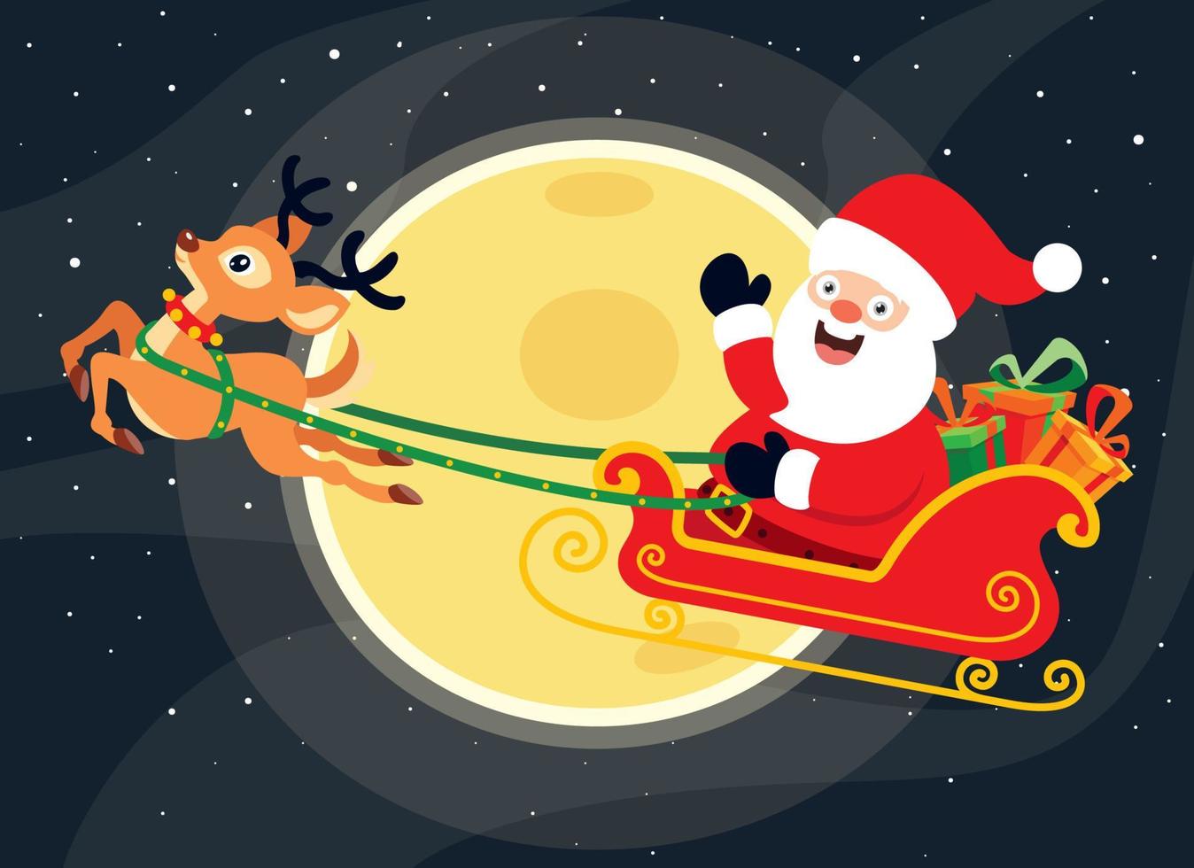 Santa Claus Riding A Sleigh vector