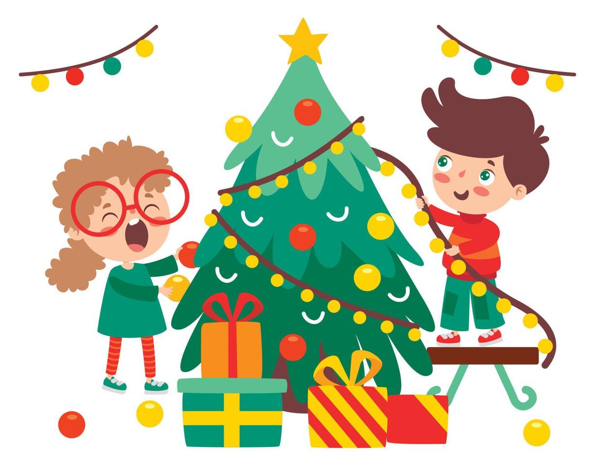 Children Celebrating New Year And Christmas vector