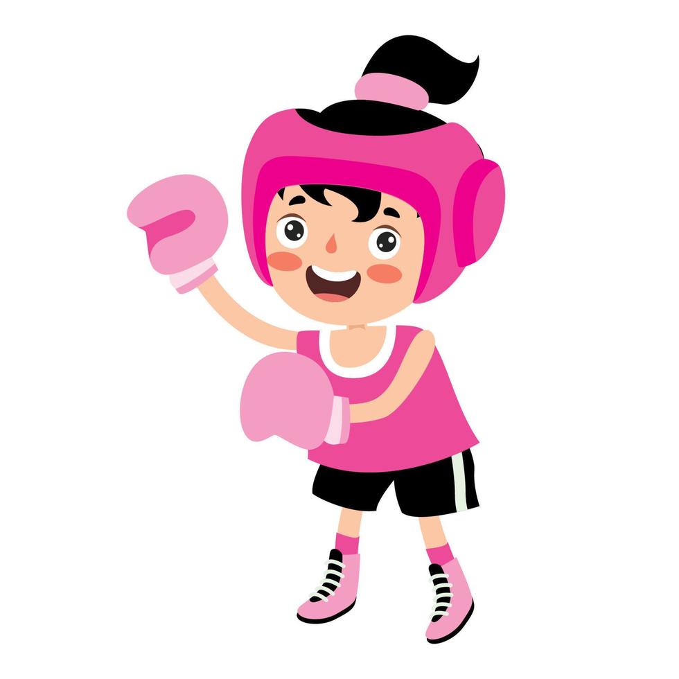 Cartoon Illustration Of A Kid Boxing vector