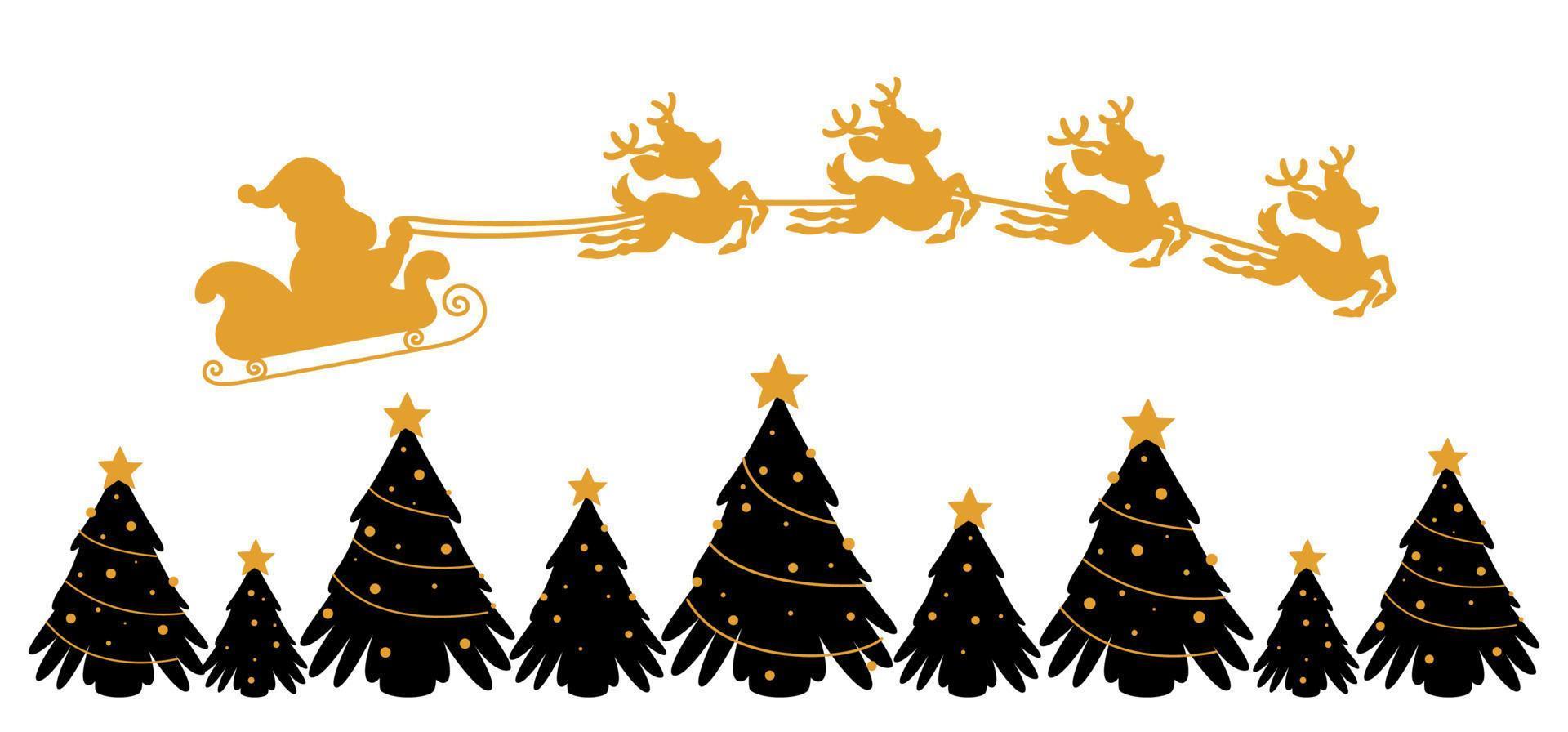 Silhouette Of Santa Claus Sleigh vector