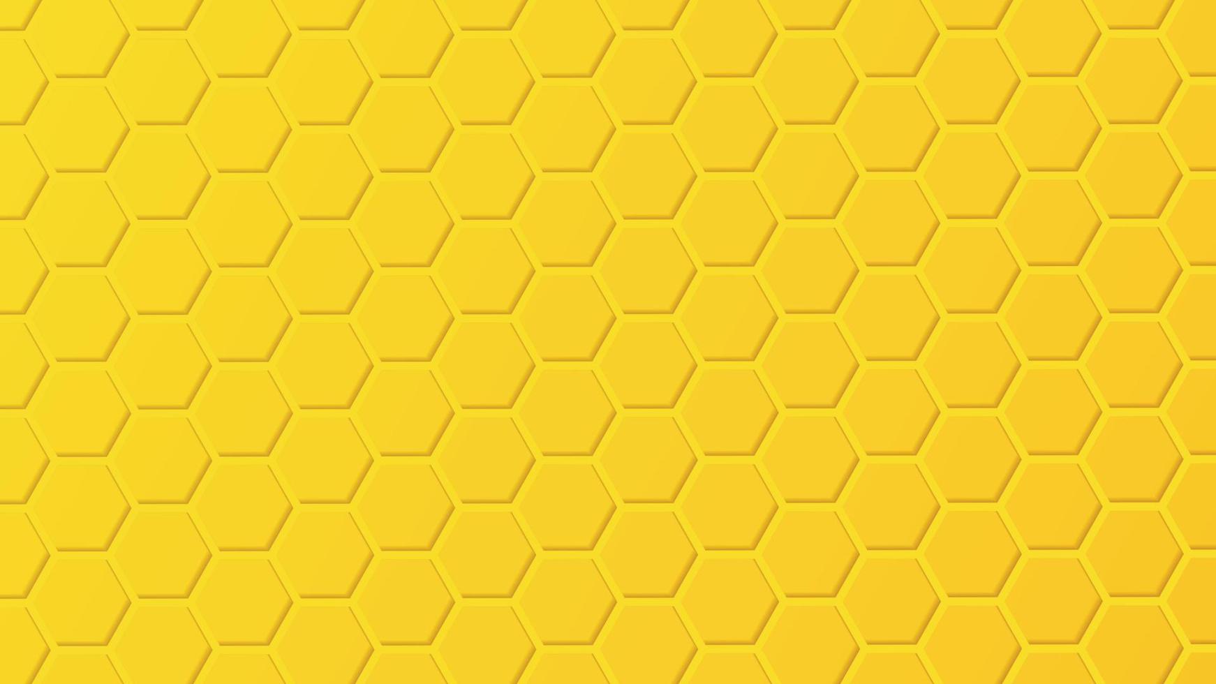 Abstract Yellow Hexagon Honeycomb Light and Shadow Vector Background