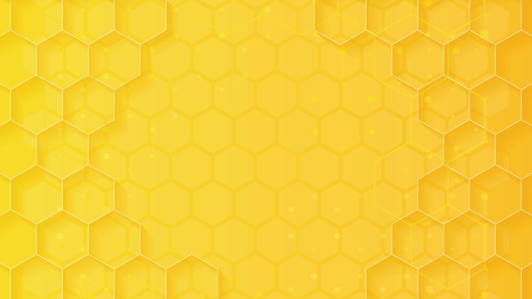 fondo de vector de luz y sombra de panal de hexágono amarillo abstracto