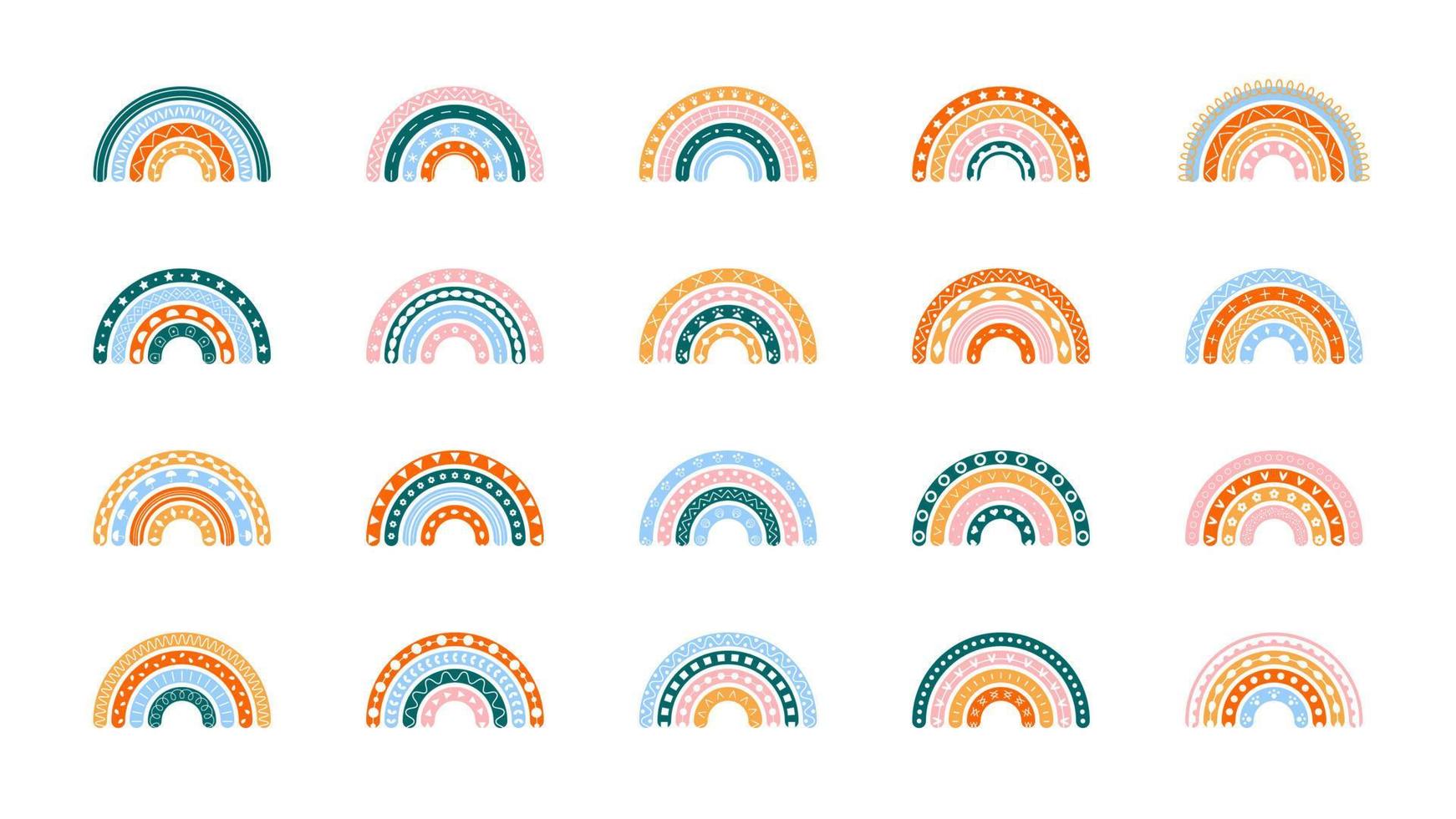 Scandinavian rainbow with ornaments vector