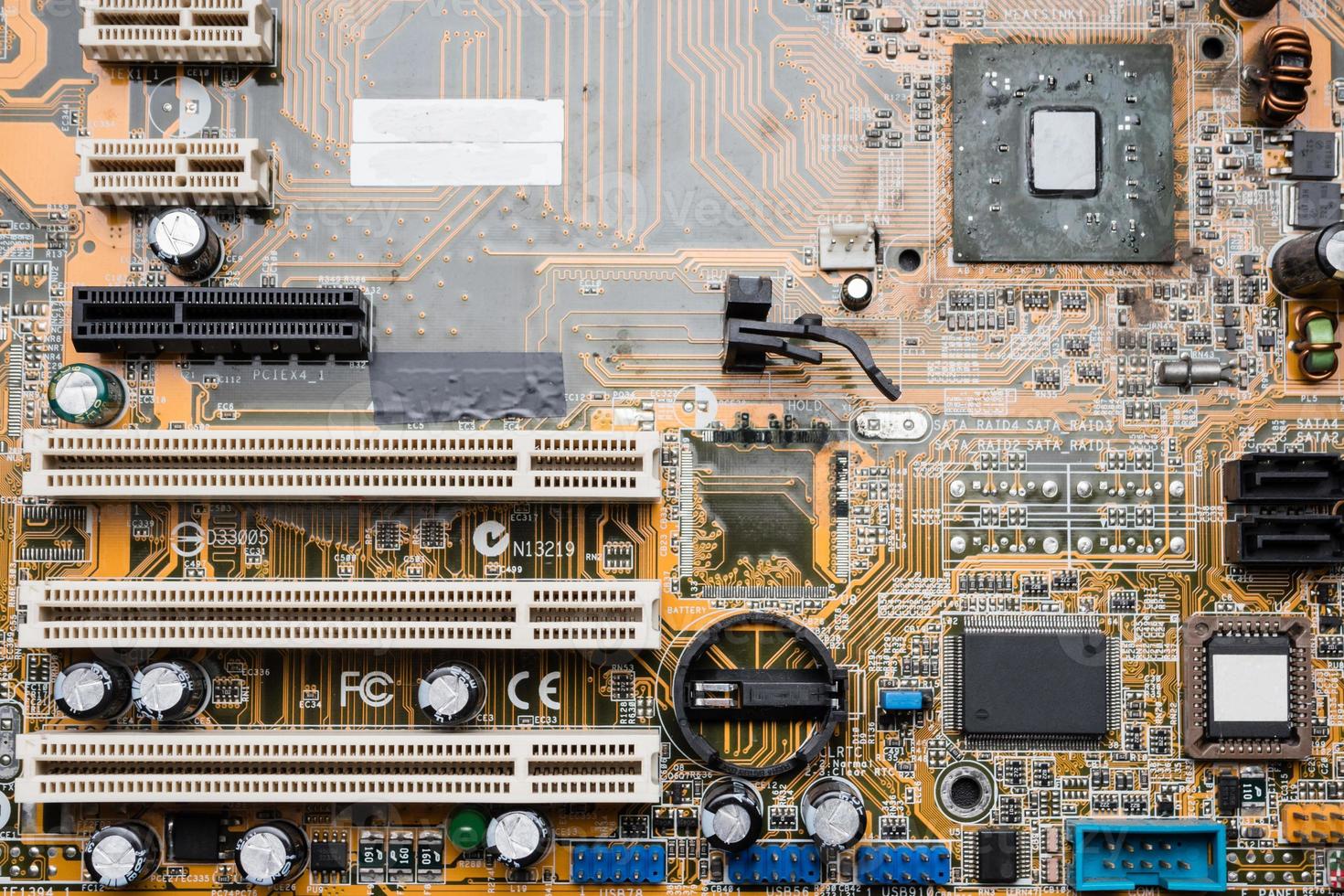 Computer circuit board, electronic technology background. photo