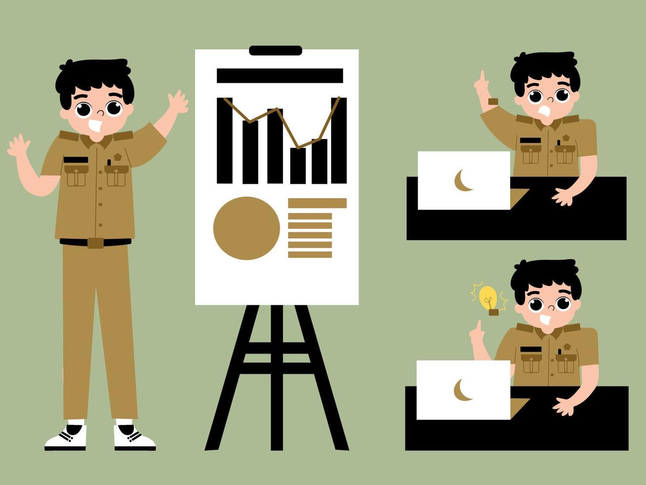 Civil Servant as Indonesian Teacher Character vector