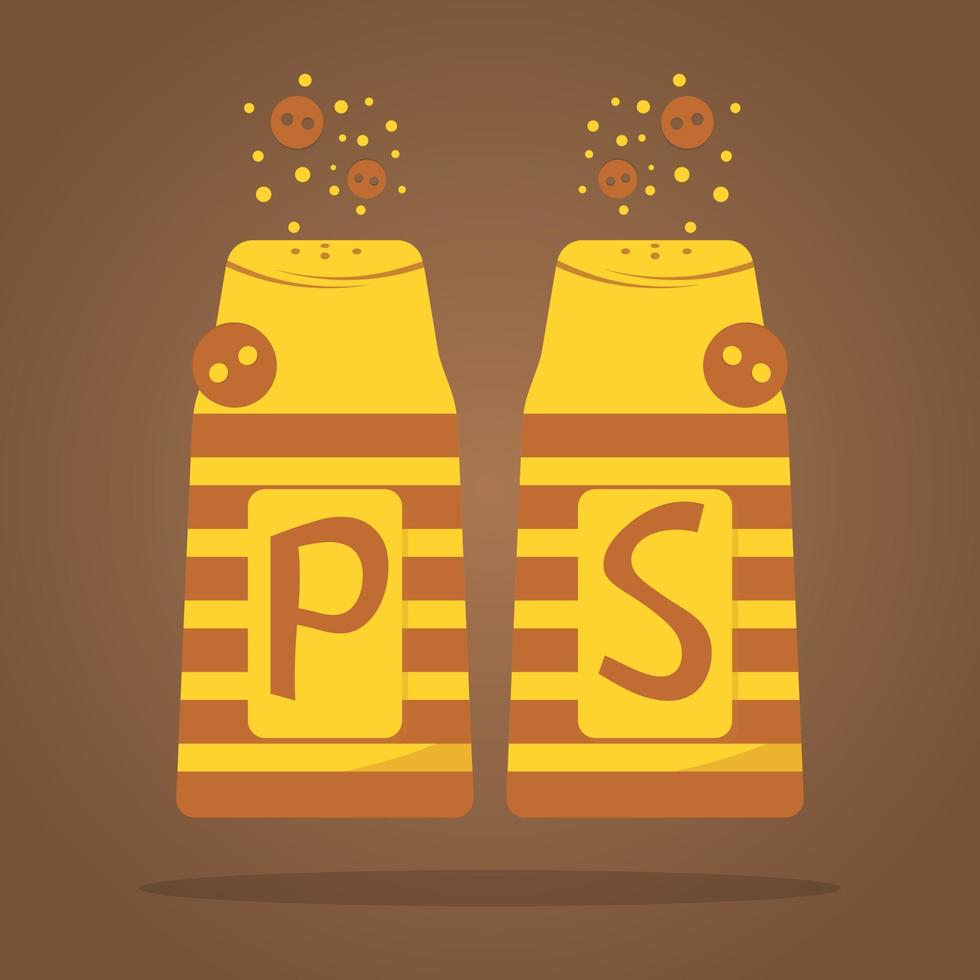 Botellas de salero y pimentero de cerámica aisladas. acogedor estilo de dibujos animados. ilustración plana vectorial. vector