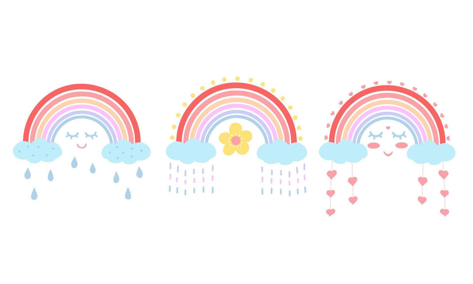 Cute Rainbow Sticker Set 2420637 Vector Art at Vecteezy