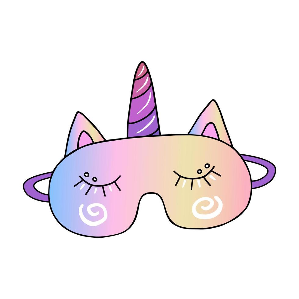 Unicorn sleep mask. Illustration for printing, backgrounds, covers, packaging, greeting cards, posters, stickers, textile and seasonal design. Isolated on white background. vector