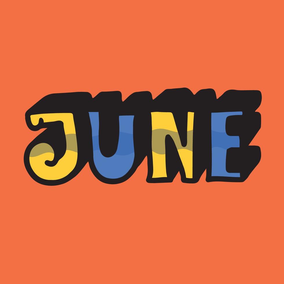 Hand drawn june lettering illustration vector