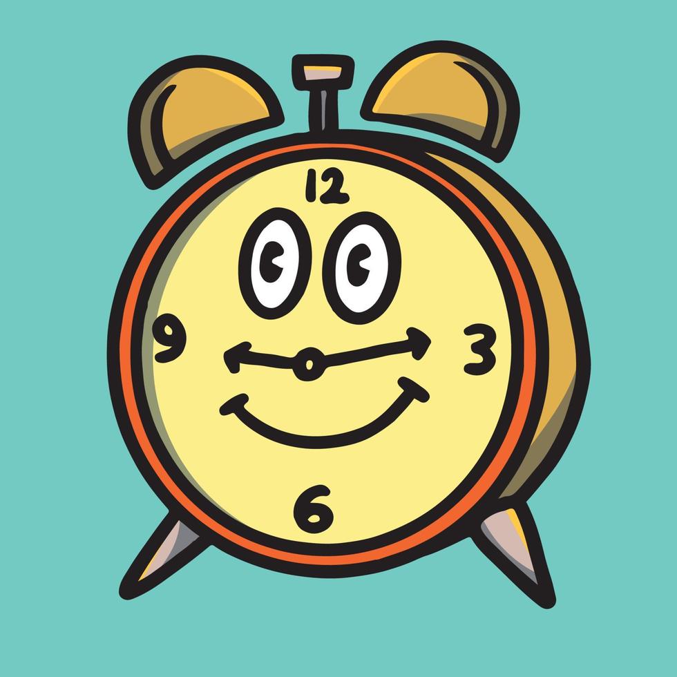 dibujado a mano ilustración de personaje de reloj lindo vector