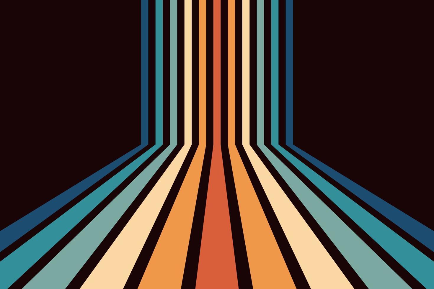 Perspective colorful retro striped lines background vector