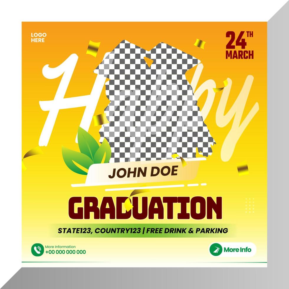 Social media posts graduation template with luxury elegant  style for social media marketing post vector