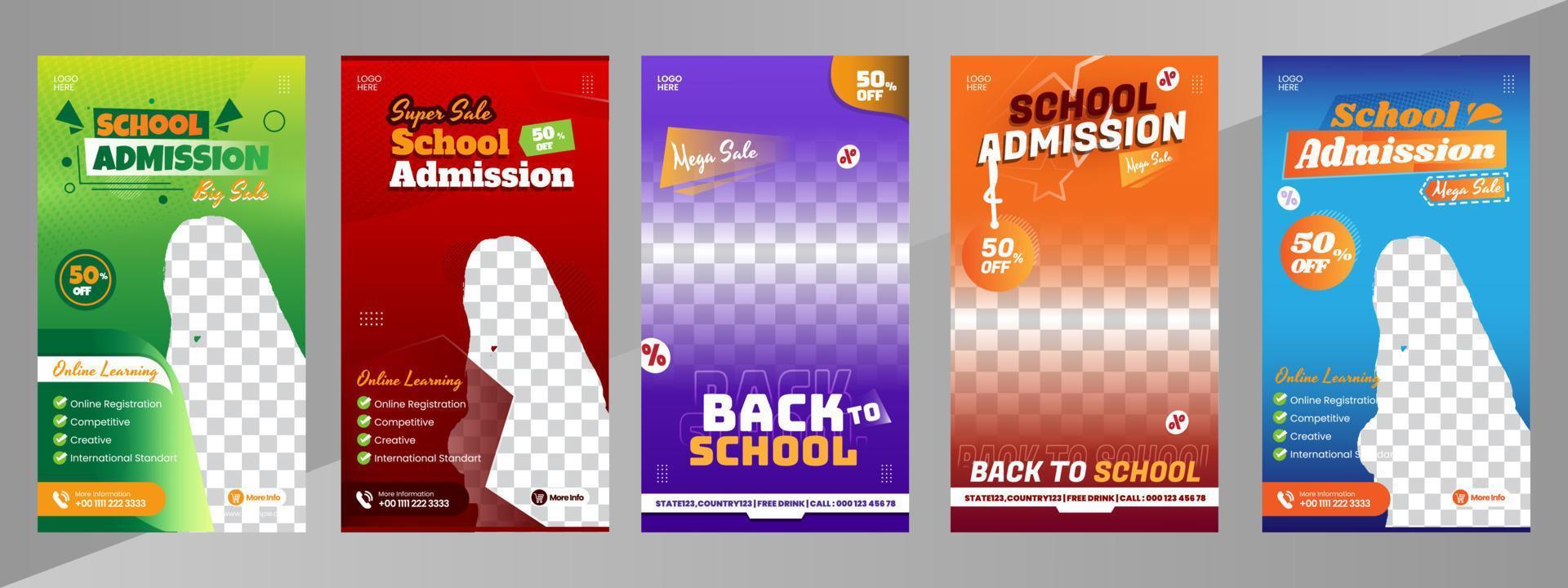 Social media story School admission banner social media layout vector