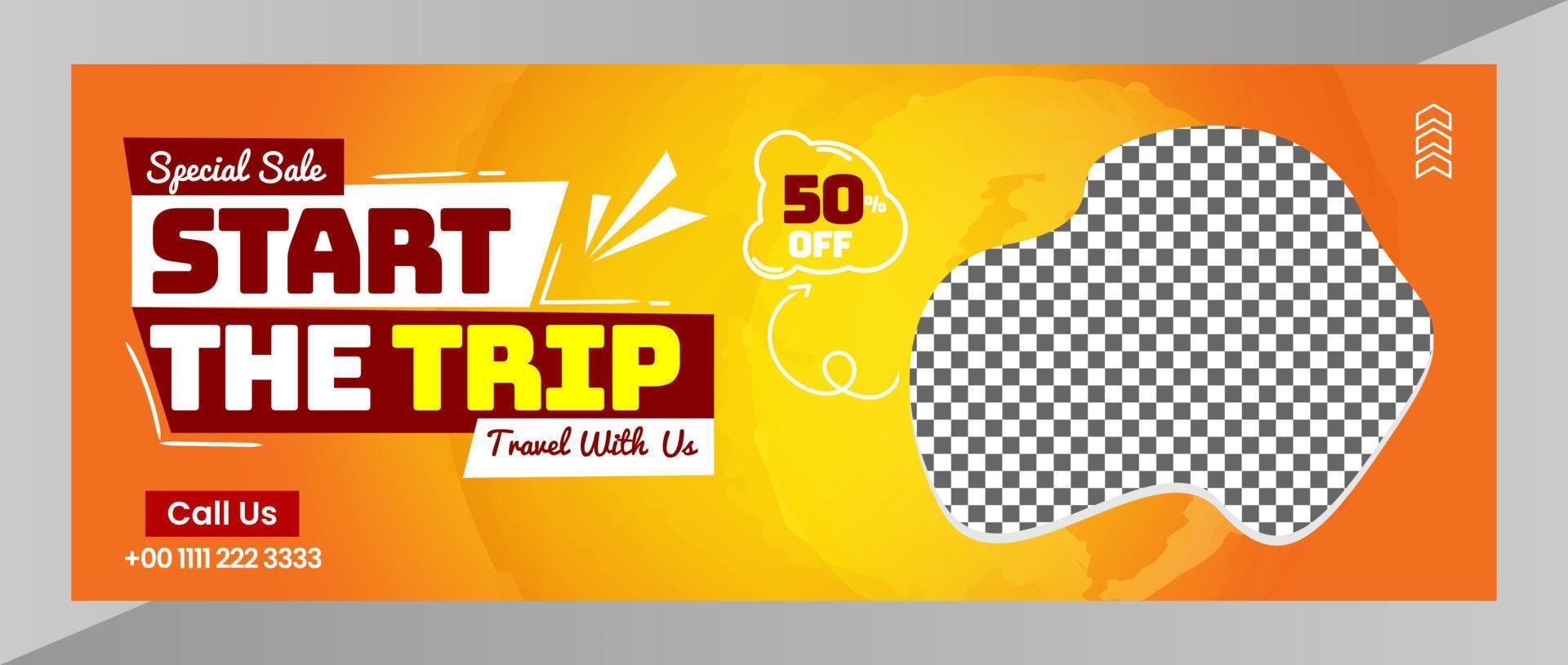 Cover traveling for social media banner or flyer adventure post vector