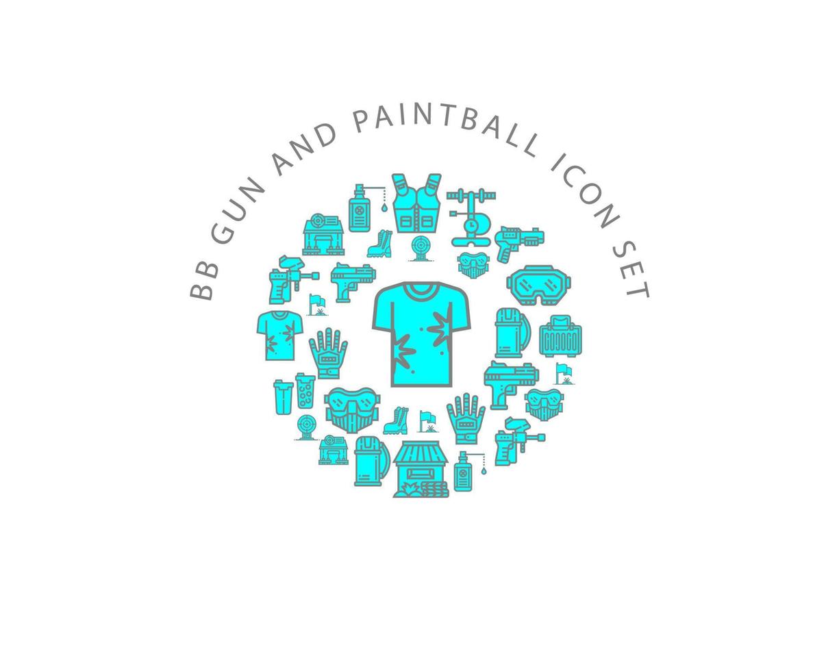 BB gun and paintball icon set on white background. vector