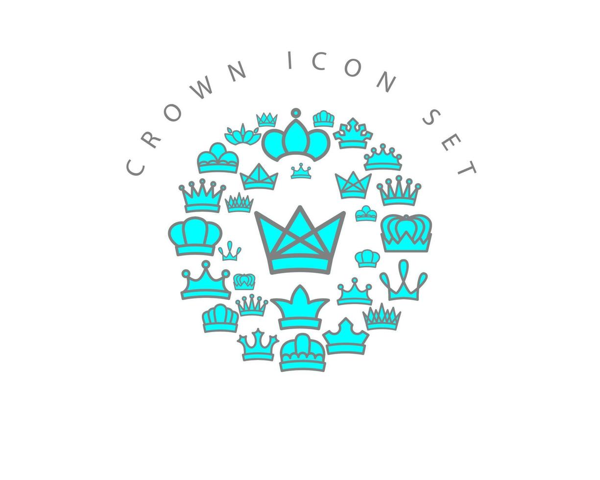 Crown icon set design on white background. vector
