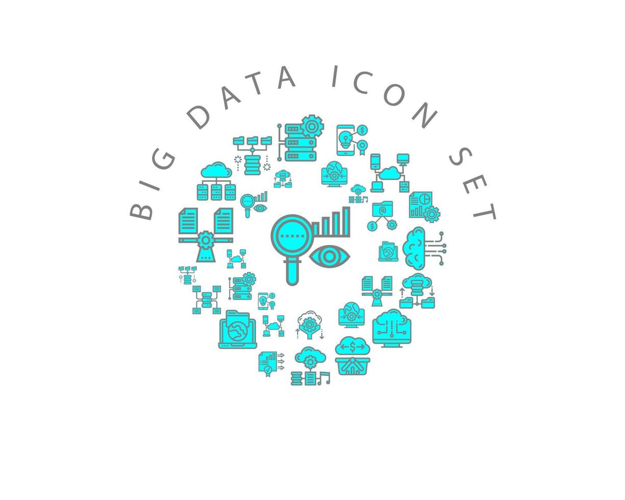 Big data icon set design on white background vector