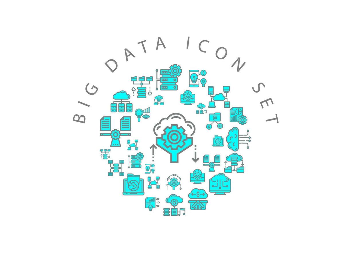 Big data icon set design on white background vector