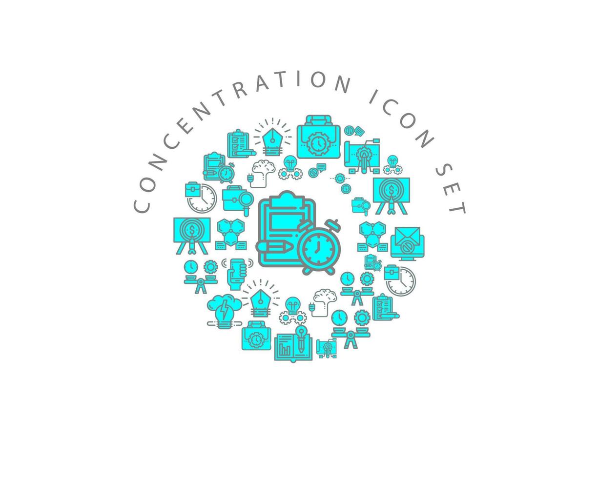 Concentration icon set design on white background. vector