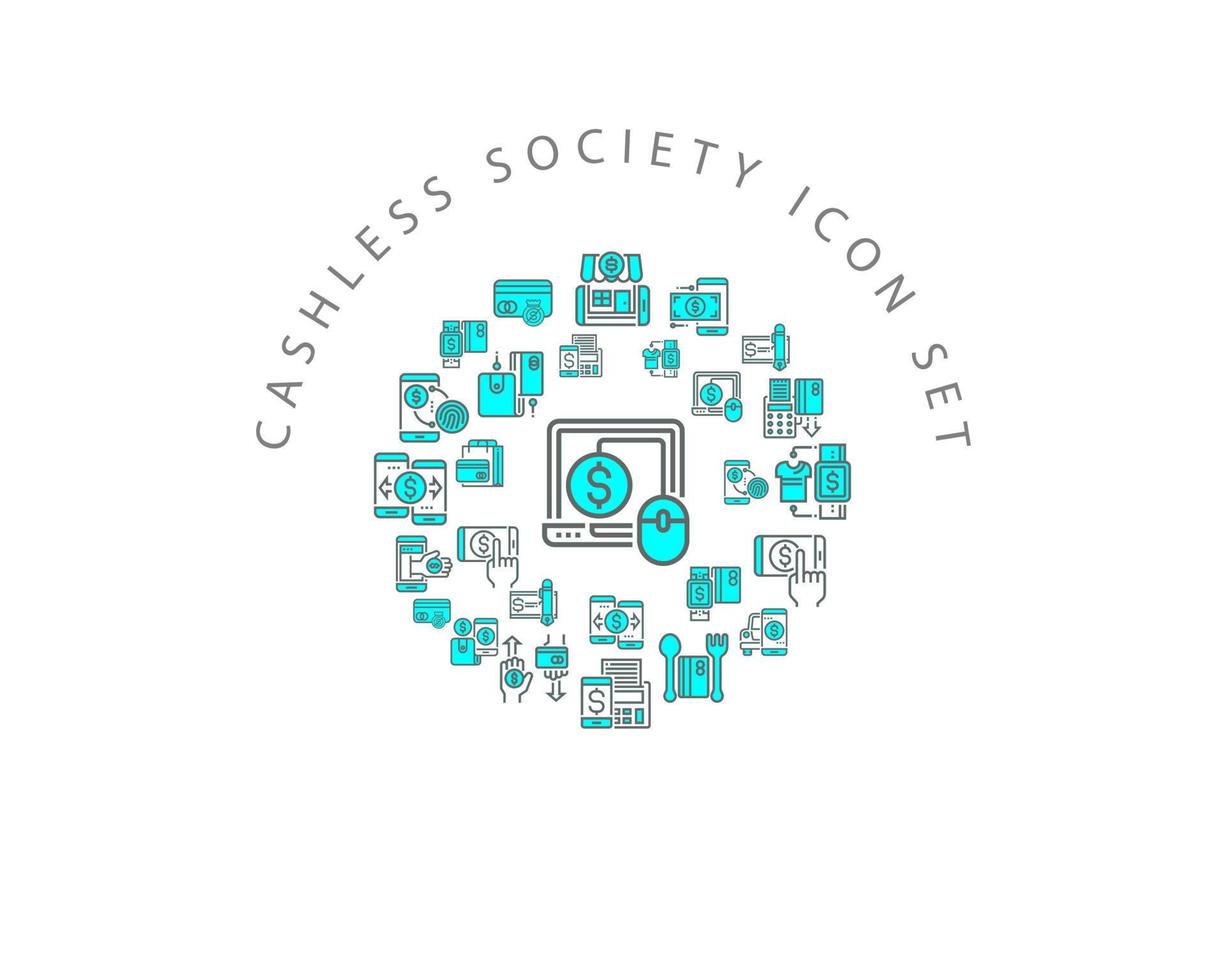 Cashless society icon set design on white background vector