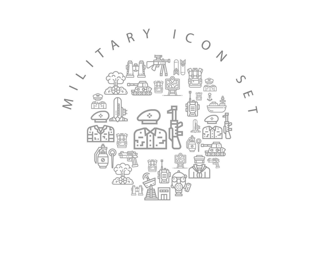 Military icon set design on white background vector