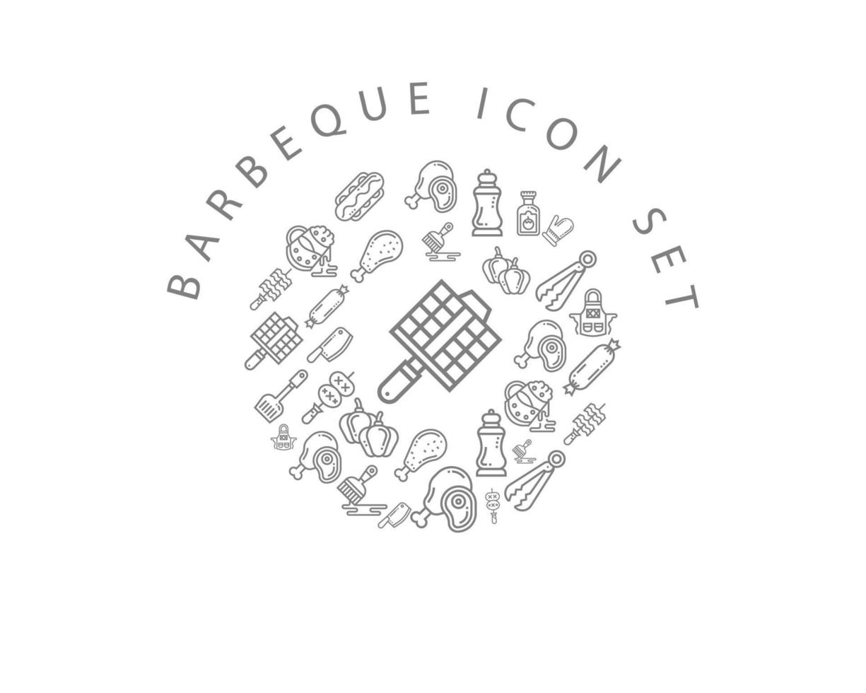 Barbeque icon set design on white background. vector