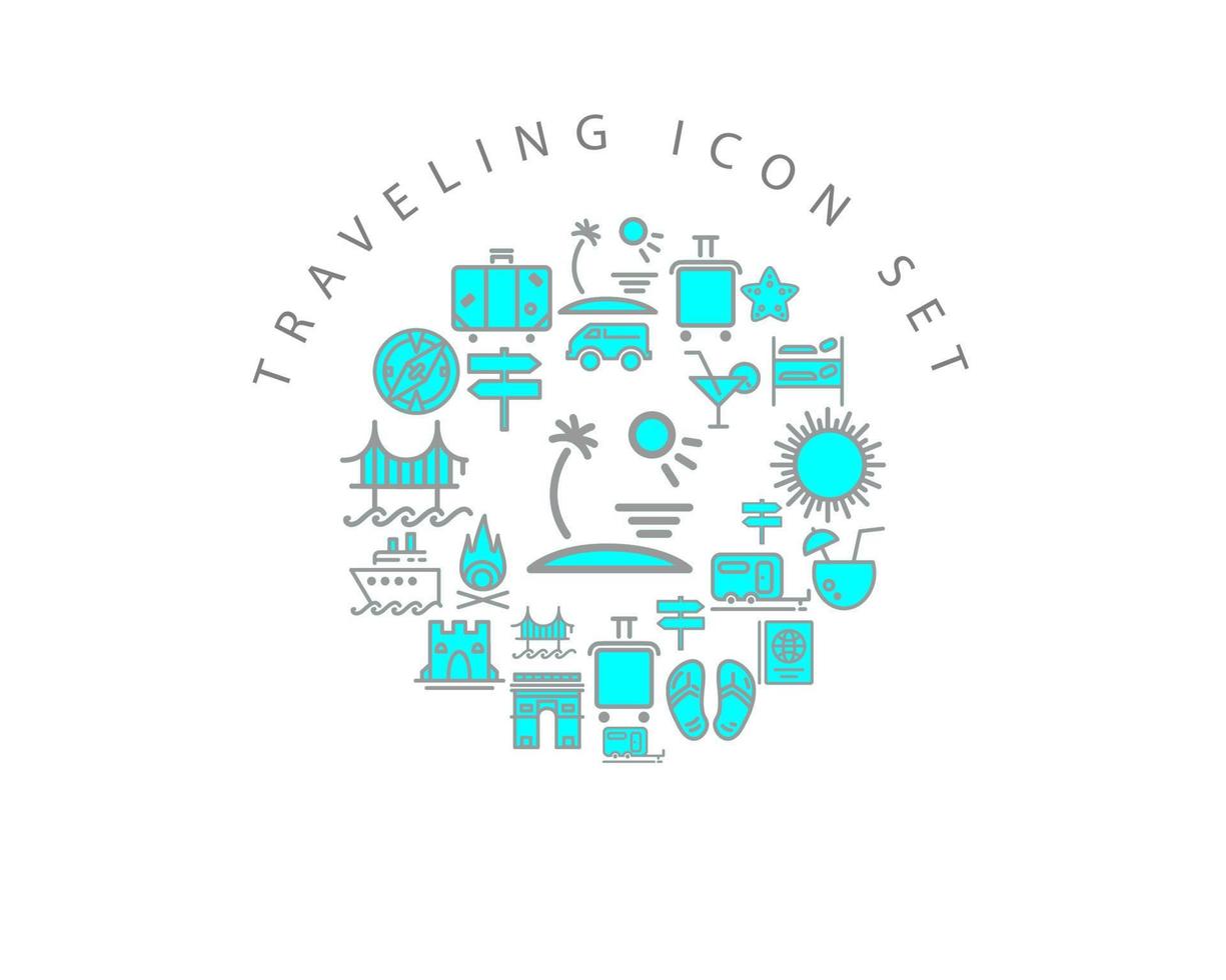 Traveling icon set design on white background. vector