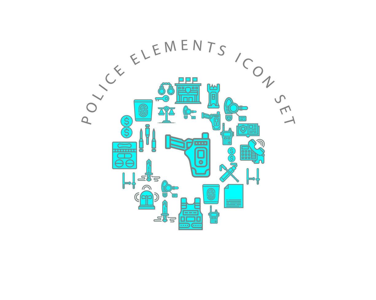 Police elements icon set design on white background vector