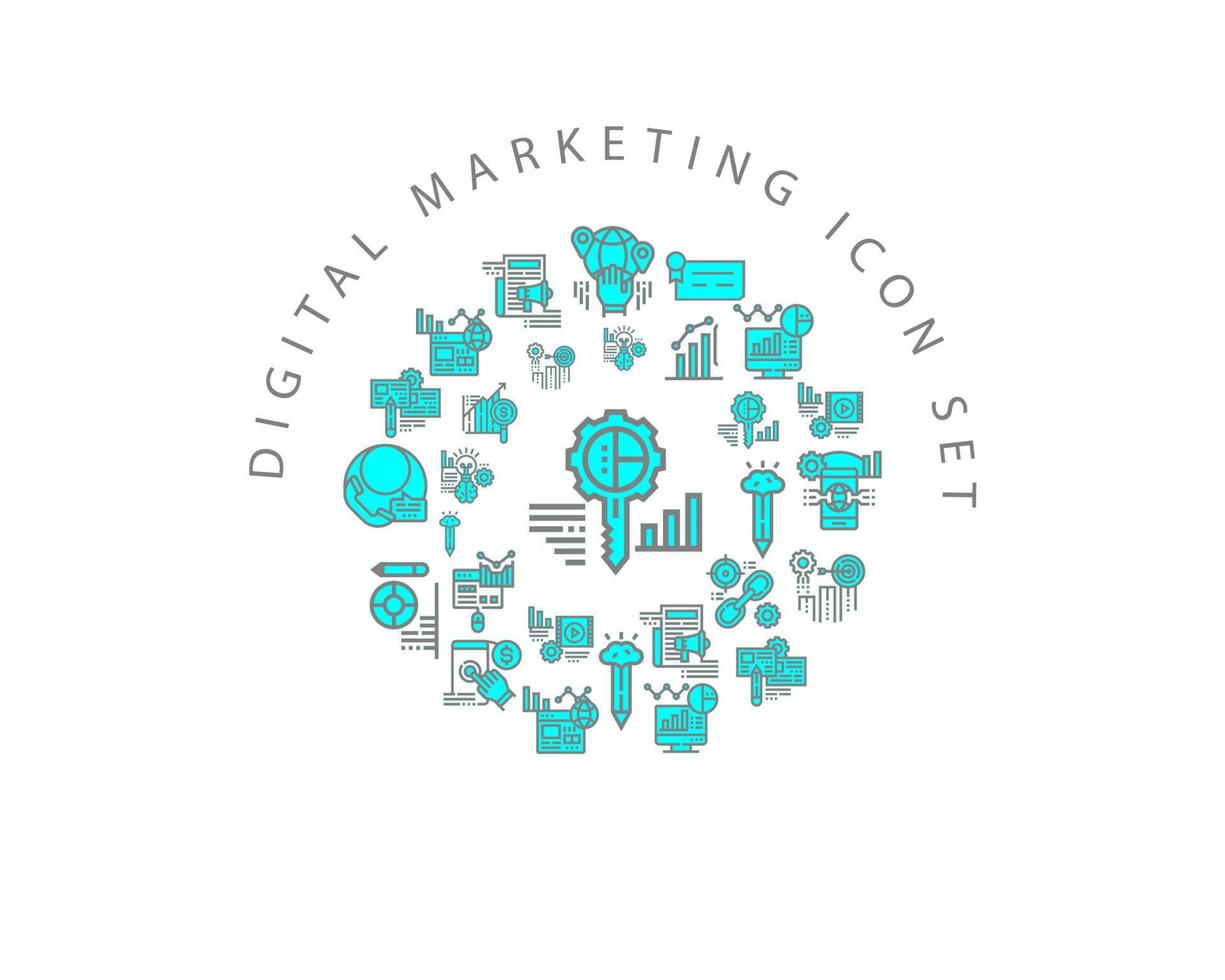 Digital Marketing icon set design on white background vector