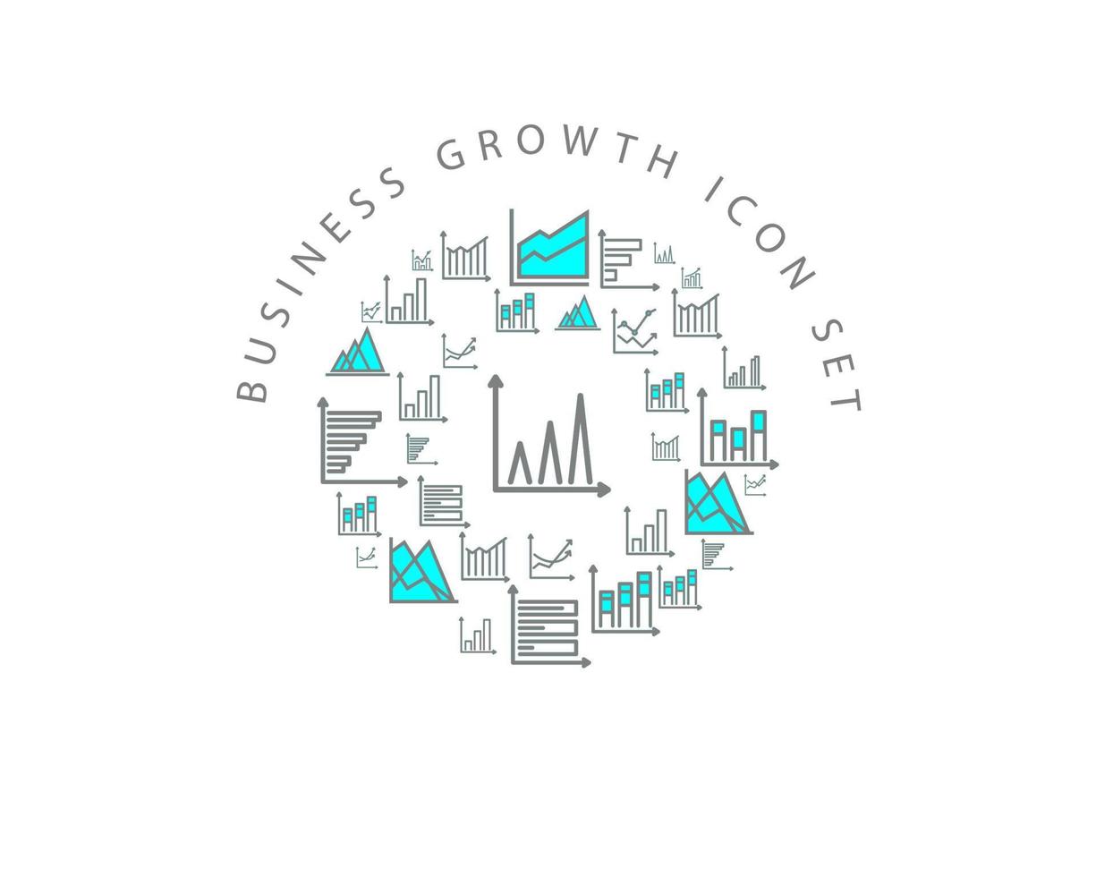 Business growth icon set design on white background. vector
