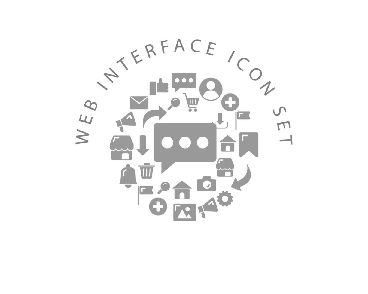 Web interface icon set design on white background. vector
