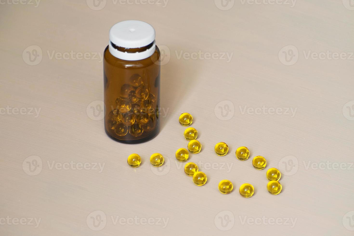 Omega 3 capsules. One bottle of omega 3 capsules. Fish fat. photo