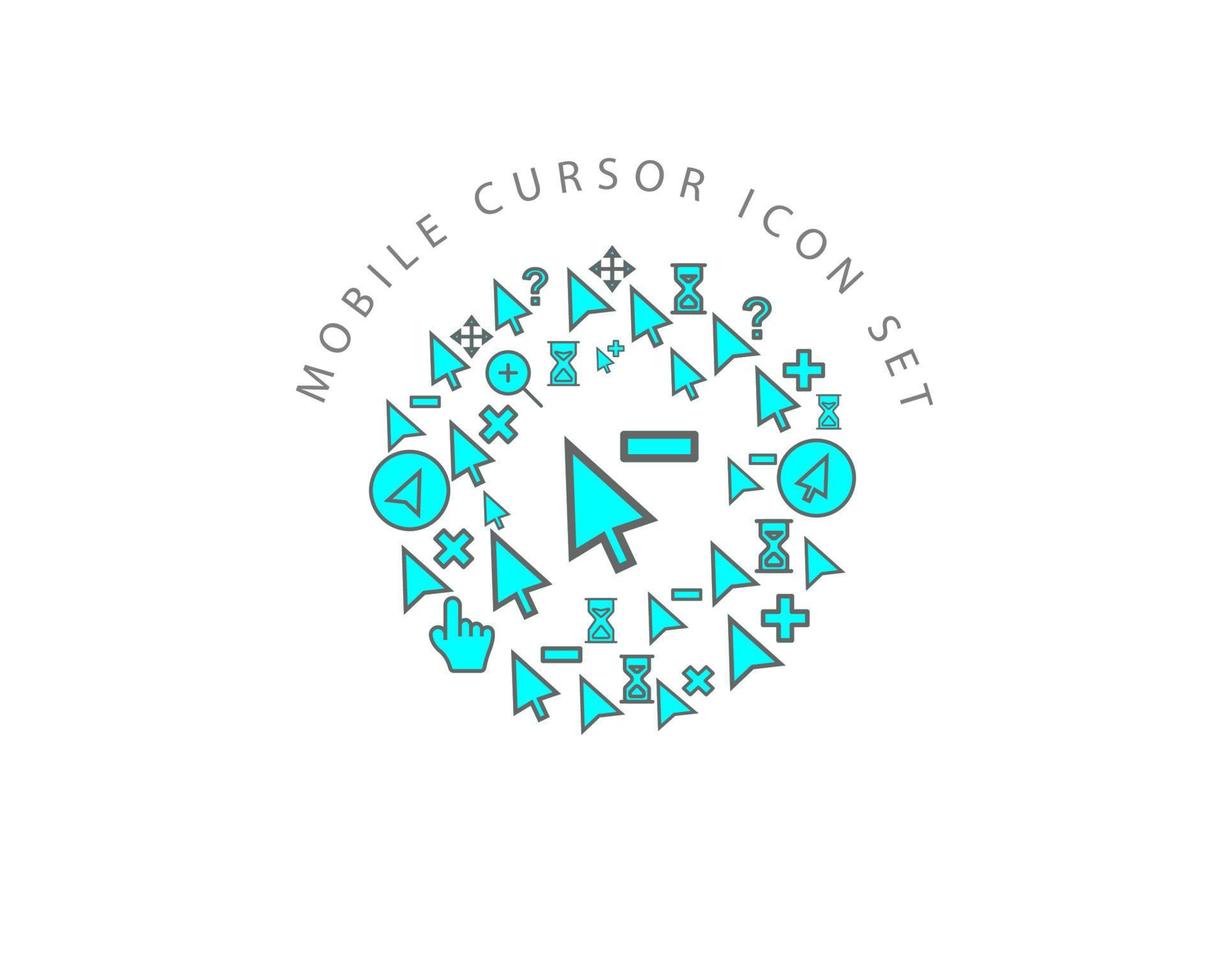 Mobile cursor icon set design on white background. vector