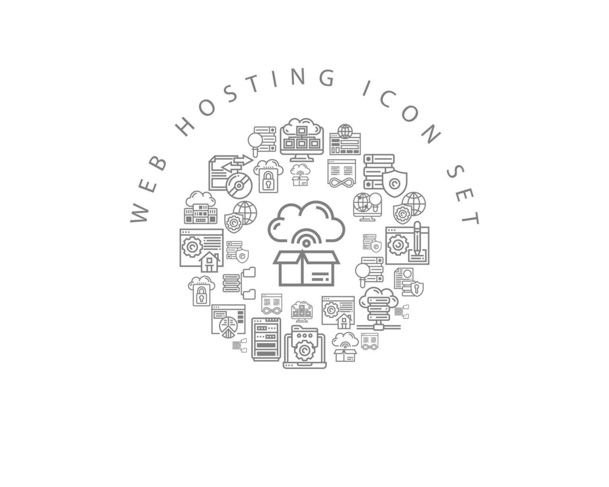 Web hosting icon set design on white background. vector